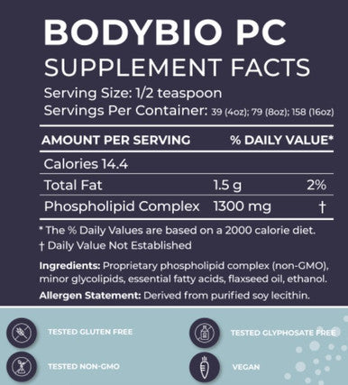 BodyBio PC (phosphatidylcholine) 4 oz. Liquid