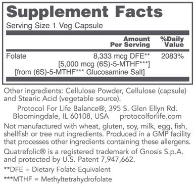 Protocol for Life Balance 5-Methyl Folate 5,000 mcg 50vc