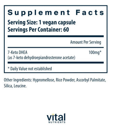 Vital Nutrients 7-keto DHEA 100mg 60vc