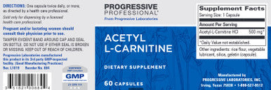 Progressive Labs Acetyl-L-Carnitine 500mg 60c