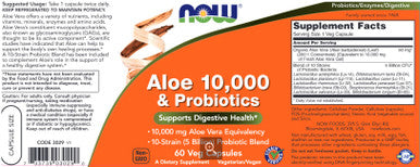 Now Foods Aloe Vera 10,000 & Probiotics 60vc