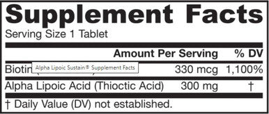 Jarrow Formulas Alpha Lipoic Sustain (with biotin) 300mg 60 Tablets