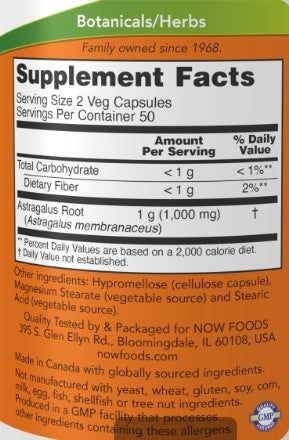 Now Foods Astragalus 500mg 100vc