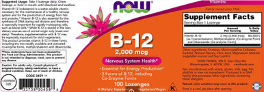 Now Foods B-12 2000mcg 100 lozenges