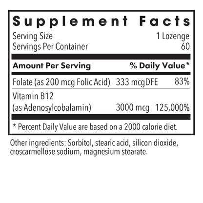 Allergy Research Group B12 Adenosylcobalamin 3,000mg 60vc Lozenges