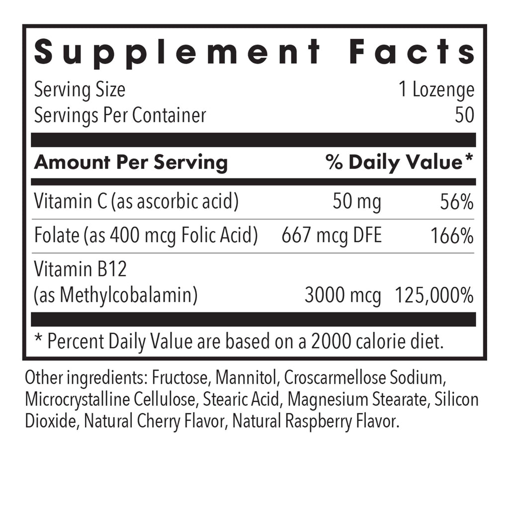 Allergy Research Group B12 Methylcobalamin 3,000 mcg 50vc Lozenges