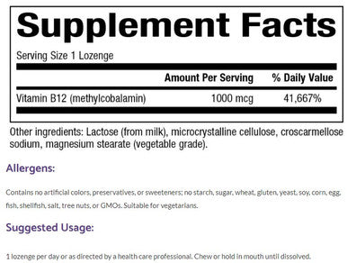 Bioclinic Naturals B12 Methylcobalamin 1000mcg 60 lozenges