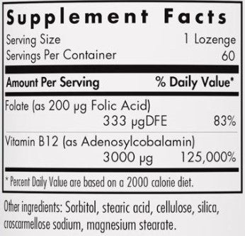 Allergy Research Group B12 Adenosylcobalamin 3,000mg 60vc Lozenges