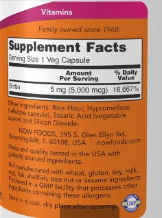 Now Foods Biotin 5000mcg 120vc