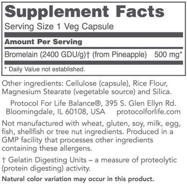 Protocol for Life Balance Bromelain 500mg 90c