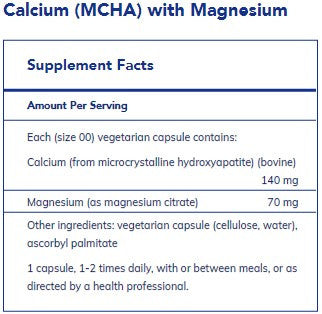 Pure Encapsulations Calcium (MCHA) with Magnesium 180c