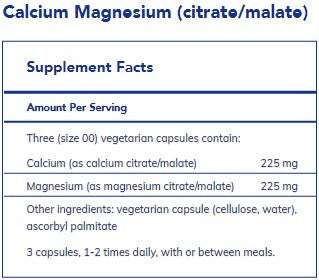 Pure Encapsulations Calcium Magnesium (Citrate/Malate) 180c