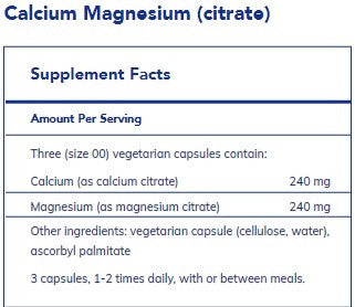 Pure Encapsulations Calcium Magnesium Citrate 180c