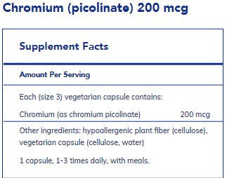 Pure Encapsulations Chromium Picolinate 200 mcg 180c