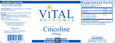 Vital Nutrients Citicoline 250mg 60vc