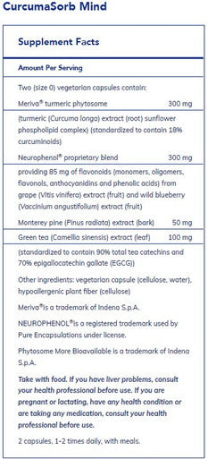 Pure Encapsulations CurcumaSorb Mind 60C