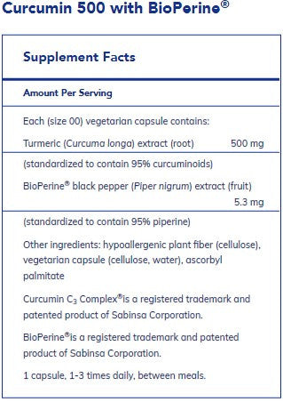 Pure Encapsulations Curcumin 500 with Bioperine 60c