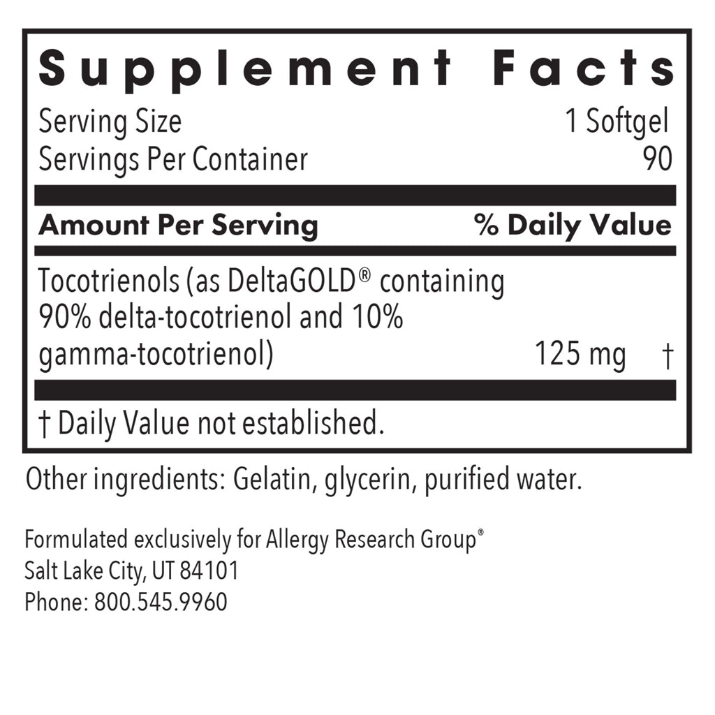 Allergy Research Group Delta-Fraction Tocotrienols 125mg 90sg