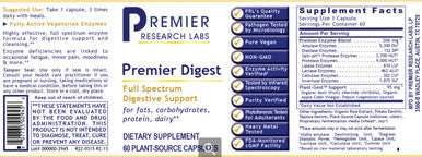 Premier Research Labs Premier Digest 60 plant source capsules