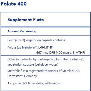 Pure Encapsulations Folate 400mcg 90c