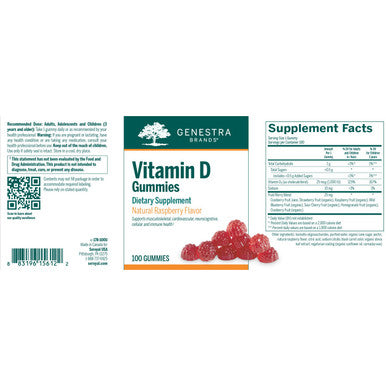 Genestra Vitamin D Gummies Natural Raspberry 100 Gummies