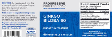 Progressive Labs Ginkgo Biloba 60mg 60c