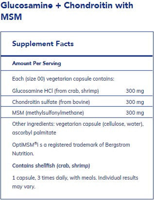 Pure Encapsulations Glucosamine Chondroitin with MSM 240c