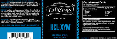 U.S Enzymes HCL-xym 93 vegetarian capsules