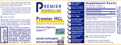 Premier Research Labs Premier HCL 90 plant source capsules