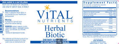 Vital Nutrients Herbal Biotic 60c