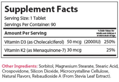 Advanced Nutrition by Zahler Junior D3 & K2 90 chewable tablets