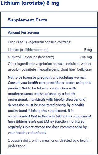 Pure Encapsulations Lithium Orotate 5mg 90c