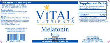 Vital Nutrients Melatonin 10mg 60vc