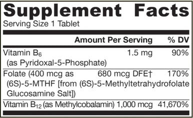 Jarrow Formulas Methyl B-12 & Methyl Folate Lemon 100 chewable tablets