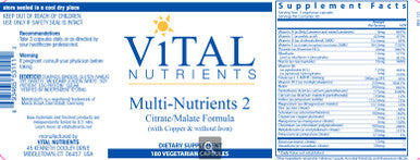 Vital Nutrients Multi-Nutrients 2 180vc