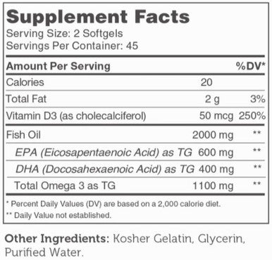 Advanced Nutrition by Zahler Omega 3 Platinum + D 180sg