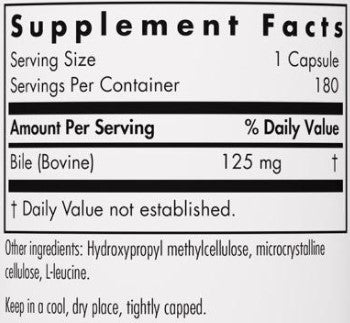 Allergy Research Group Ox Bile 125mg 180c