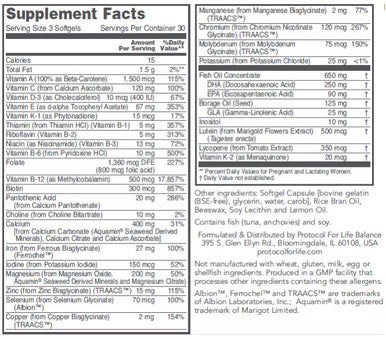 Protocol for Life Balance Pre-Natal Multivitamin w/DHA 90sg