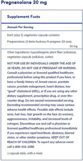 Pure Encapsulations Pregnenolone 30mg 180c