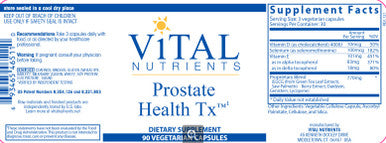 Vital Nutrients Prostate Health Tx 90vc