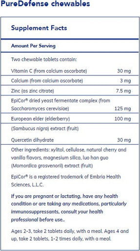 Pure Encapsulations PureDefense Chewables 120 chewable tablets