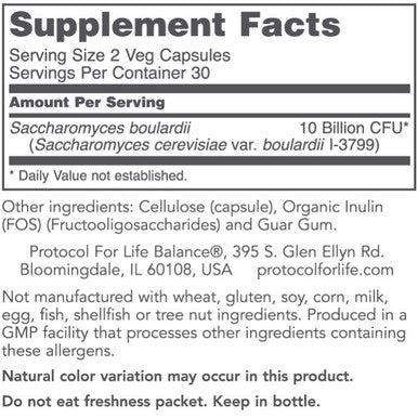 Protocol for Life Balance Saccharomyces Boulardii 60vc