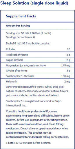 Pure Encapsulations Sleep Solution (single dose liquid 58ml) Box of 6