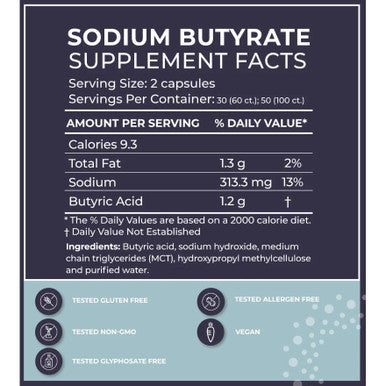 BodyBio Sodium Butyrate 600mg 60c