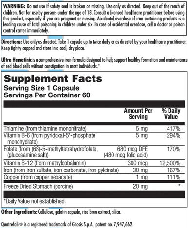 Nutra BioGenesis Ultra Hematinic 60c