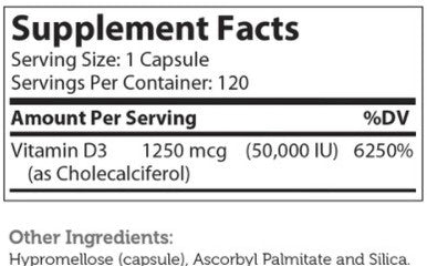 Advanced Nutrition by Zahler Vitamin D3 50,000 IU 120c