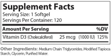 Advanced Nutrition by Zahler Vitamin D3 1000 IU 120sg