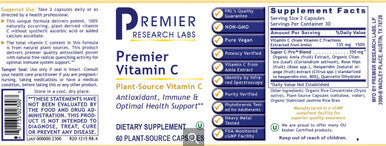 Premier Research Labs Premier Vitamin C 60 plant source capsules