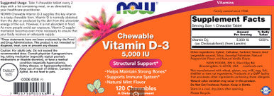 Now Foods Vitamin D3 1,000 IU Fruit flavor 180 chewables