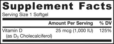 Jarrow Formulas Vitamin D3 1,000 IU 100sg